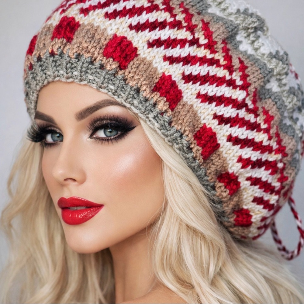 Hand Knits 2 Love Slouch Neck-warmer Winter Hat Beanie Fairisle Designer Pattern